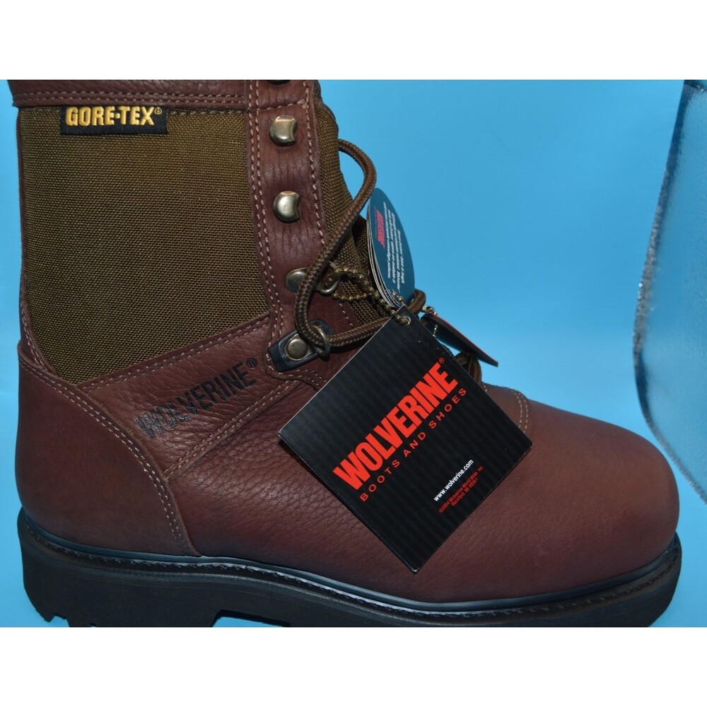 Wolverine Men's Steel Toe Work Boots Sz 8 Gore-Tex Waterproof Brown Leather NEW